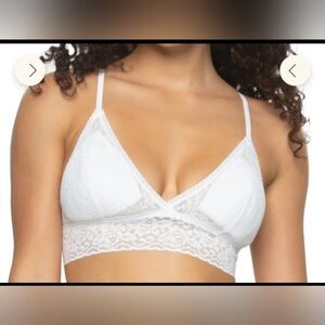 Felina White Super Stretchy Lace Triangle Bralette Size Large Adjustable Straps